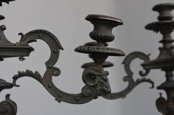 Coppia di candelabri su modello di André Charles Boulle XIX secolo