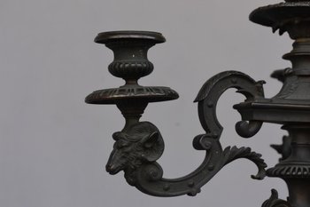 Coppia di candelabri su modello di André Charles Boulle XIX secolo