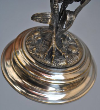 Set Of Office Candle Holder Silver Plated Metal With Herons End XIXth