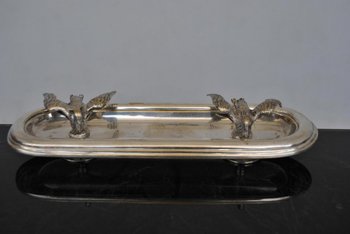 Set Of Office Candle Holder Silver Plated Metal With Herons End XIXth