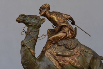             "The meharist" spectacular bronze orientalist Edouard Drouot (1859-1945)