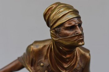             "The meharist" spectacular bronze orientalist Edouard Drouot (1859-1945)