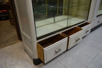             Pair Of Lacquered Shop Windows With Sliding Doors 1900s