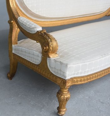 Wohnzimmer Aus Holz Vergoldet Im Stil Louis XVI Napoleon III Sofa Und 4 Sessel