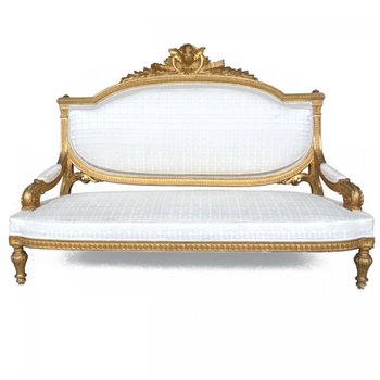 Wohnzimmer Aus Holz Vergoldet Im Stil Louis XVI Napoleon III Sofa Und 4 Sessel