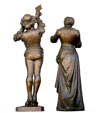 Paar von Romeo und Julia Bronze 19. Jahrhundert von Angelo Cuglierero 1882