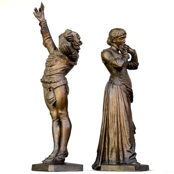 Paar von Romeo und Julia Bronze 19. Jahrhundert von Angelo Cuglierero 1882