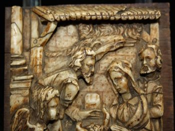 Low Relief In Alabaster XVII Eme Birth Of Christ.