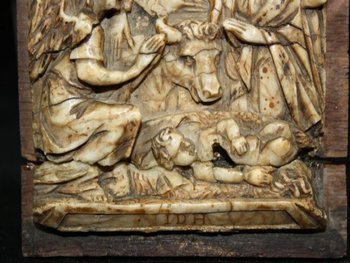 Low Relief In Alabaster XVII Eme Birth Of Christ.