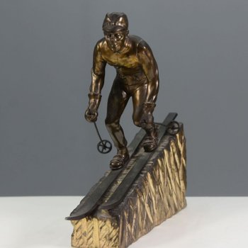 Trofeo da sportivo a sciatore Art Deco anni '30