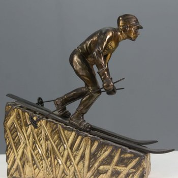 Trofeo da sportivo a sciatore Art Deco anni '30