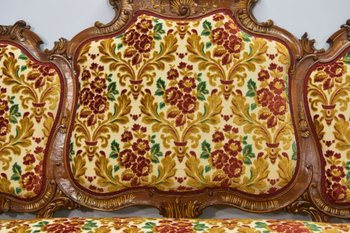 Banquette Style Louis XV Tapisserie Et Miroir époque Fin XIXème