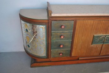 Art Deco Sideboard Rosewood Travertine Top Eglantine Glass