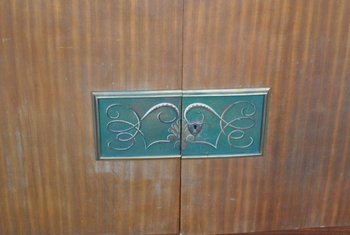 Art Deco Sideboard Rosewood Travertine Top Eglantine Glass