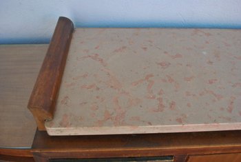 Art Deco Sideboard Rosewood Travertine Top Eglantine Glass