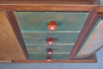 Art Deco Sideboard Rosewood Travertine Top Eglantine Glass