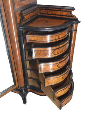 Napoleon III cabinet in burr wood and ebony from the 19th century