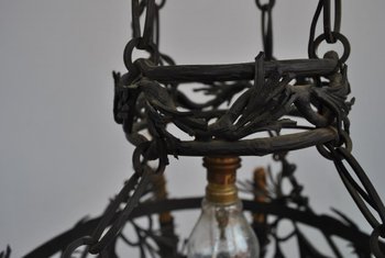 Wrought Iron Chandelier Dlg Brandt Art Deco 1930