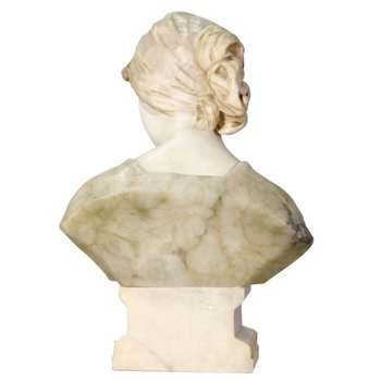 Bust Of Young Woman In Marble And Alabaster