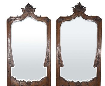 Pair Of Regency Period Mirrors In Carved Oak