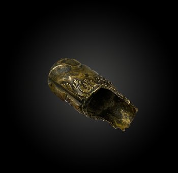 LION HEAD CANNON MOUTHPIECE European work late 17th - early 18th century Gilded brass