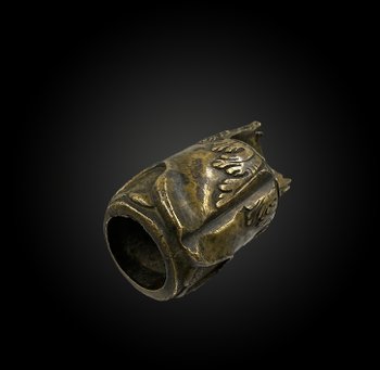 LION HEAD CANNON MOUTHPIECE European work late 17th - early 18th century Gilded brass