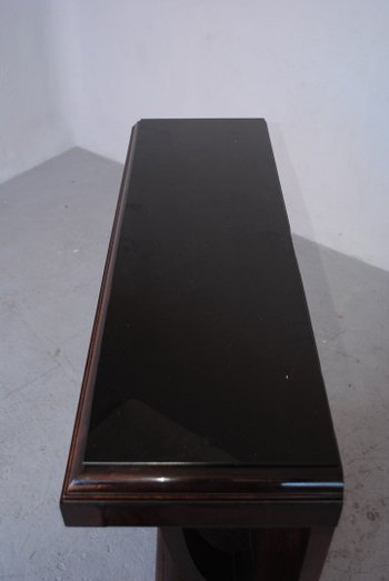 1930's Blackened Wooden Console with Glass Top