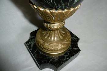 Pair Of Marble Cassolettes Mounted In Bronze From The 19th Century