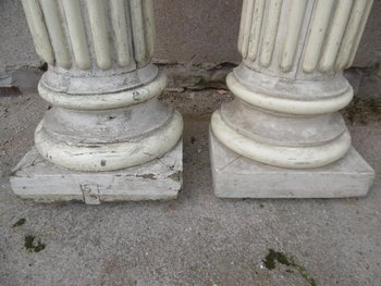 Four Large Lacquered Half-Columns