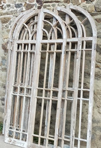 Charmante Fenêtre Ancienne d'Orangerie Boiserie Porte Atelier Vitrine Bibliothèque Portes