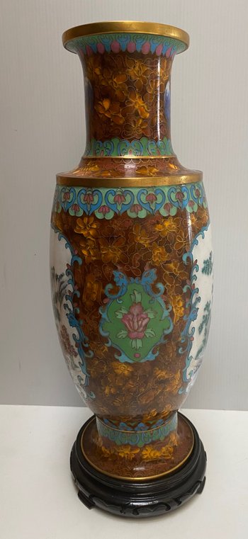 VASE CLOISONNÉ ET ÉMAIL CHINOIS 