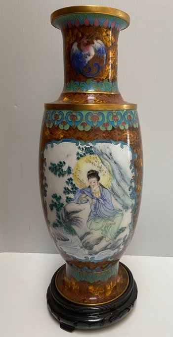 VASE CLOISONNÉ ET ÉMAIL CHINOIS 