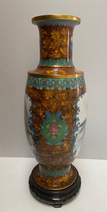 VASE CLOISONNÉ ET ÉMAIL CHINOIS 