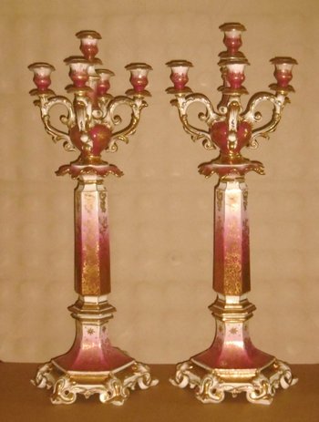 Pair Of Porcelain Candelabras Restoration Period