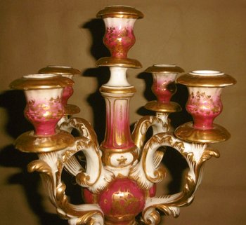 Pair Of Porcelain Candelabras Restoration Period