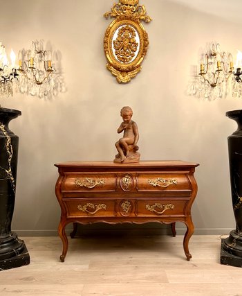 Walnut Tomb Form Chest of Drawers Louis XV Period About 1750