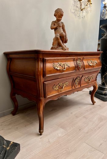 Walnut Tomb Form Chest of Drawers Louis XV Period About 1750