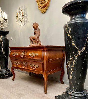 Walnut Tomb Form Chest of Drawers Louis XV Period About 1750