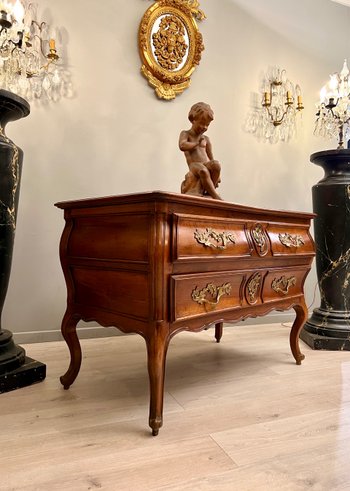 Walnut Tomb Form Chest of Drawers Louis XV Period About 1750