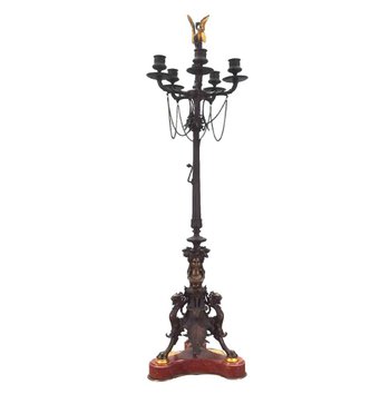 Candelabri in Bronzo Firmati De Barbedienne Ottocento (coppia)