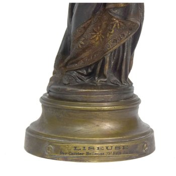 "'La liseuse'" by Carrier Belleuse gilt patinated bronze, late 19th century