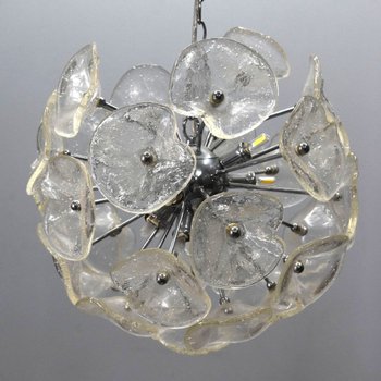 Vintage Italian Design Glass Chandelier Mud Flower