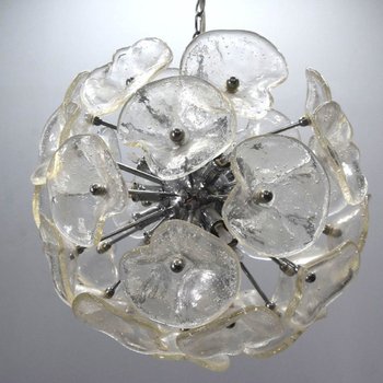 Vintage Italian Design Glass Chandelier Mud Flower