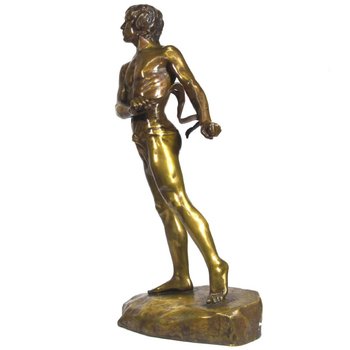 Bronze Patina Golden Representing David Signed Charbonneau Dated 1909