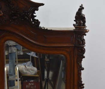 Exceptional Baroque Louis XV Rocaille Style Mirror Cabinet In Walnut Babies