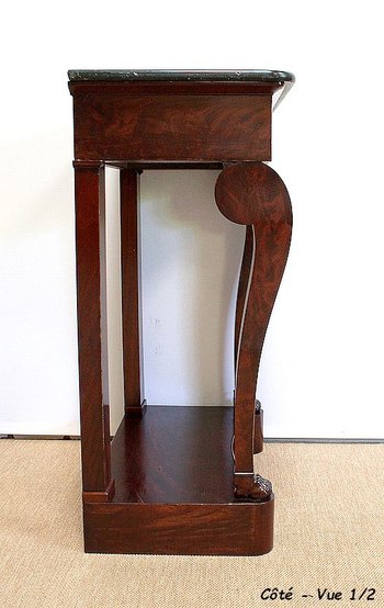 Small Console in Burl Mahogany veneer from Cuba, Restoration Period - Early 19th Century