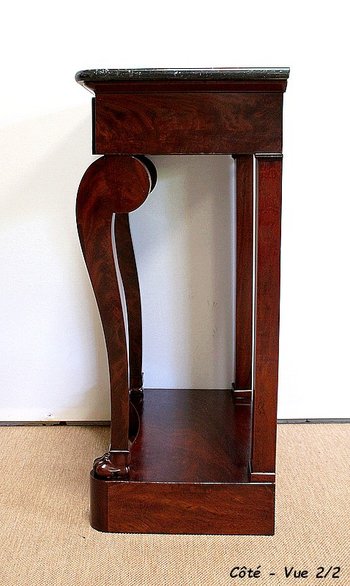 Small Console in Burl Mahogany veneer from Cuba, Restoration Period - Early 19th Century