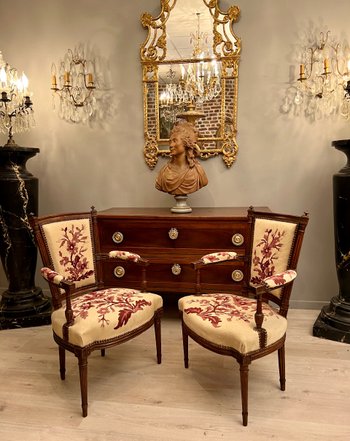 Pair Of Cabriolet Armchairs In Walnut Louis XVI Period Around 1780