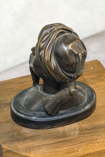 Bronze Orientalist Head Inkwell