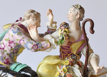 Samson porcelain group representing a couple of shepherdesses